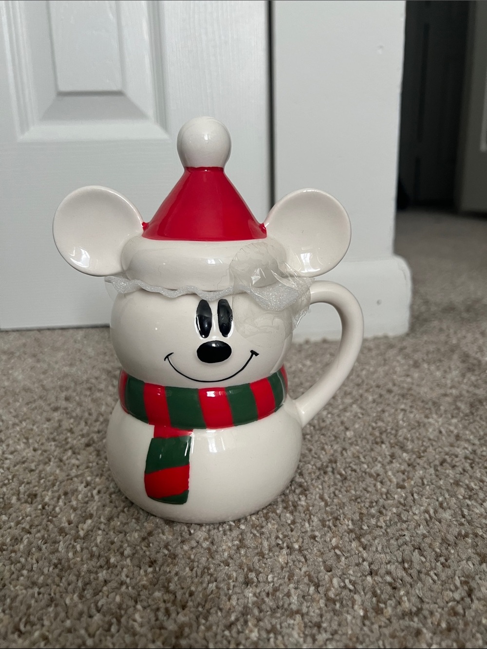 Disney Mickey Mouse Snowman Ceramic Mug with Lid